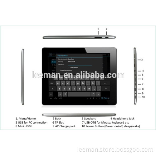 Leeman 10.1 inch body building tablet Android 4.2 quad core 1G+8G smart tablet PC with input, restaurant menu tablet pc